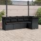 Preview: ARDEBO.de - 5-tlg. Garten-Sofagarnitur mit Kissen Schwarz Poly Rattan