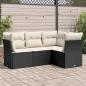 Preview: ARDEBO.de - 4-tlg. Garten-Sofagarnitur mit Kissen Schwarz Poly Rattan