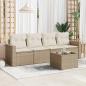 Preview: ARDEBO.de - 5-tlg. Garten-Sofagarnitur mit Kissen Beige Poly Rattan