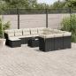 Preview: ARDEBO.de - 13-tlg. Garten-Sofagarnitur mit Kissen Schwarz Poly Rattan