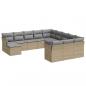 Preview: 12-tlg. Garten-Sofagarnitur mit Kissen Beige Poly Rattan