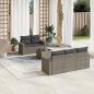 Preview: ARDEBO.de - 6-tlg. Garten-Sofagarnitur mit Kissen Grau Poly Rattan