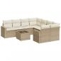 Preview: 9-tlg. Garten-Sofagarnitur mit Kissen Beige Poly Rattan