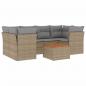 Preview: 7-tlg. Garten-Sofagarnitur mit Kissen Beige Poly Rattan