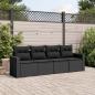 Preview: ARDEBO.de - 4-tlg. Garten-Sofagarnitur mit Kissen Schwarz Poly Rattan