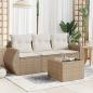 Preview: ARDEBO.de - 4-tlg. Garten-Sofagarnitur mit Kissen Beige Poly Rattan