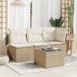 Preview: Gartentisch mit Glasplatte Beige 55x55x37 cm Poly Rattan