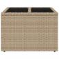 Preview: Gartentisch mit Glasplatte Beige 55x55x37 cm Poly Rattan