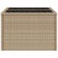 Preview: Gartentisch mit Glasplatte Beige 55x55x37 cm Poly Rattan