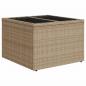 Preview: Gartentisch mit Glasplatte Beige 55x55x37 cm Poly Rattan