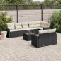 Preview: ARDEBO.de - 9-tlg. Garten-Sofagarnitur mit Kissen Schwarz Poly Rattan