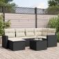 Preview: ARDEBO.de - 7-tlg. Garten-Sofagarnitur mit Kissen Schwarz Poly Rattan