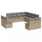 Preview: 11-tlg. Garten-Sofagarnitur mit Kissen Beige Poly Rattan