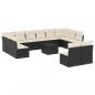 Preview: 13-tlg. Garten-Sofagarnitur mit Kissen Schwarz Poly Rattan