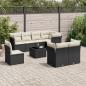 Preview: ARDEBO.de - 9-tlg. Garten-Sofagarnitur mit Kissen Schwarz Poly Rattan