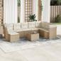 Preview: ARDEBO.de - 9-tlg. Garten-Sofagarnitur mit Kissen Beige Poly Rattan