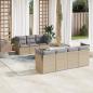 Preview: ARDEBO.de - 8-tlg. Garten-Sofagarnitur mit Kissen Beige Poly Rattan