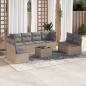 Preview: ARDEBO.de - 9-tlg. Garten-Sofagarnitur mit Kissen Beige Poly Rattan