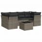 Preview: 7-tlg. Garten-Sofagarnitur mit Kissen Grau Poly Rattan