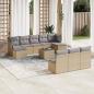 Preview: ARDEBO.de - 11-tlg. Garten-Sofagarnitur mit Kissen Beige Poly Rattan