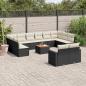 Preview: ARDEBO.de - 13-tlg. Garten-Sofagarnitur mit Kissen Schwarz Poly Rattan