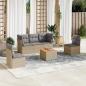 Preview: ARDEBO.de - 6-tlg. Garten-Sofagarnitur mit Kissen Beige Poly Rattan