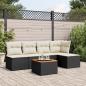 Preview: ARDEBO.de - 6-tlg. Garten-Sofagarnitur mit Kissen Schwarz Poly Rattan