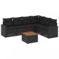 Preview: 7-tlg. Garten-Sofagarnitur mit Kissen Schwarz Poly Rattan