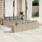 Preview: ARDEBO.de - 9-tlg. Garten-Sofagarnitur mit Kissen Beige Poly Rattan