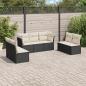 Preview: ARDEBO.de - 7-tlg. Garten-Sofagarnitur mit Kissen Schwarz Poly Rattan