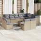 Preview: ARDEBO.de - 13-tlg. Garten-Sofagarnitur mit Kissen Beige Poly Rattan