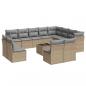 Preview: 13-tlg. Garten-Sofagarnitur mit Kissen Beige Poly Rattan