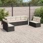 Preview: ARDEBO.de - 8-tlg. Garten-Sofagarnitur mit Kissen Schwarz Poly Rattan