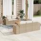 Preview: ARDEBO.de - 6-tlg. Garten-Sofagarnitur mit Kissen Beige Poly Rattan