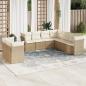 Preview: ARDEBO.de - 9-tlg. Garten-Sofagarnitur mit Kissen Beige Poly Rattan