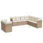 Preview: 9-tlg. Garten-Sofagarnitur mit Kissen Beige Poly Rattan