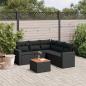 Preview: ARDEBO.de - 6-tlg. Garten-Sofagarnitur mit Kissen Schwarz Poly Rattan