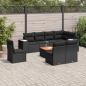 Preview: ARDEBO.de - 9-tlg. Garten-Sofagarnitur mit Kissen Schwarz Poly Rattan