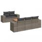 Preview: 6-tlg. Garten-Sofagarnitur mit Kissen Grau Poly Rattan