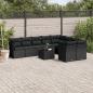 Preview: ARDEBO.de - 10-tlg. Garten-Sofagarnitur mit Kissen Schwarz Poly Rattan