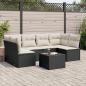 Preview: ARDEBO.de - 7-tlg. Garten-Sofagarnitur mit Kissen Schwarz Poly Rattan