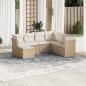 Preview: ARDEBO.de - 7-tlg. Garten-Sofagarnitur mit Kissen Beige Poly Rattan