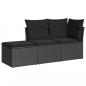 Preview: 3-tlg. Garten-Sofagarnitur mit Kissen Schwarz Poly Rattan