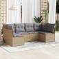 Preview: ARDEBO.de - 6-tlg. Garten-Sofagarnitur mit Kissen Beige Poly Rattan