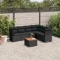 Preview: ARDEBO.de - 7-tlg. Garten-Sofagarnitur mit Kissen Schwarz Poly Rattan