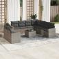 Preview: ARDEBO.de - 10-tlg. Garten-Sofagarnitur mit Kissen Grau Poly Rattan