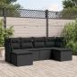 Preview: ARDEBO.de - 6-tlg. Garten-Sofagarnitur mit Kissen Schwarz Poly Rattan