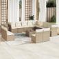 Preview: ARDEBO.de - 14-tlg. Garten-Sofagarnitur mit Kissen Beige Poly Rattan