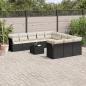 Preview: ARDEBO.de - 12-tlg. Garten-Sofagarnitur mit Kissen Schwarz Poly Rattan