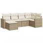 Preview: 6-tlg. Garten-Sofagarnitur mit Kissen Beige Poly Rattan